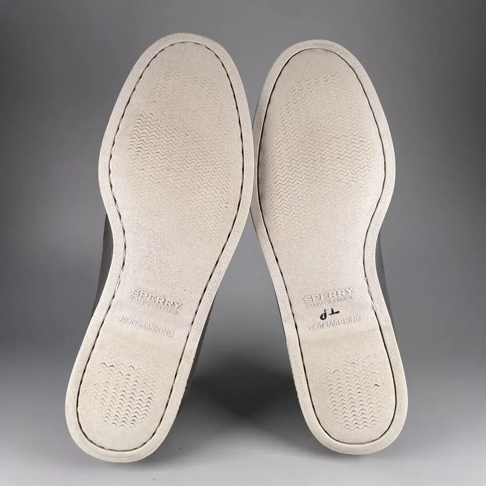 Sperry Gold Cup Men's Size 11 Gray Navy Leather 2 Eye Boat Shoes Casual Lace Up